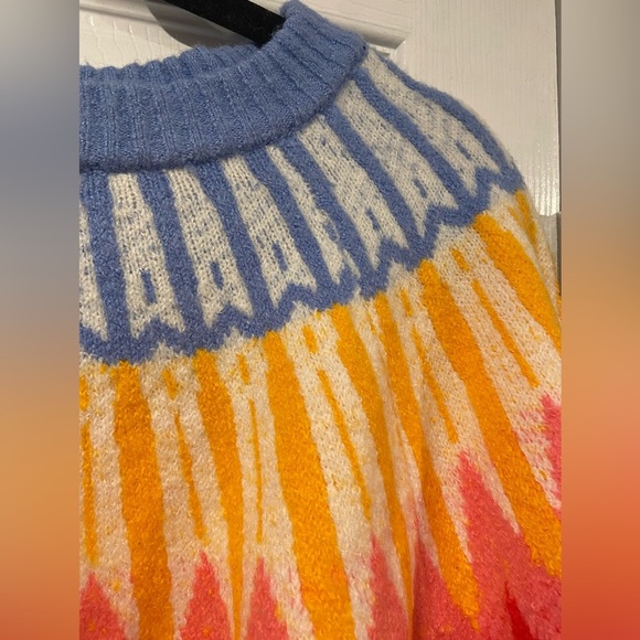 NWT French Connection Colorful Cream Fair Isle Knit Sweater Crew Neck Size XL - Picture 6 of 11